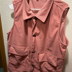 Pink Corduroy Vest with Pockets